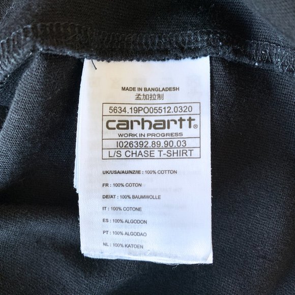 Carhartt WIP Chase Long Sleeve T-Shirt Black - Picture 5 of 5